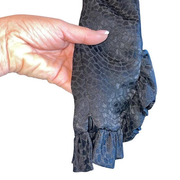 Carolina Herrera Womens Dress Size S Black Jacquard Ruffle Trim Vintage - Picture 6 of 16